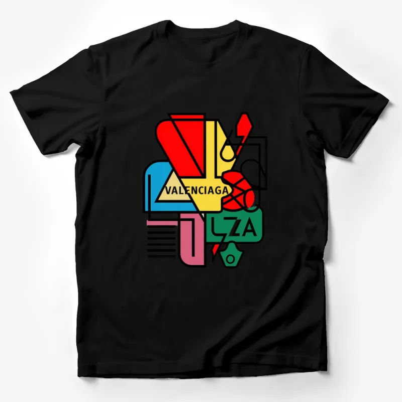 Modern Abstract Art T-Shirt, Colorful Geometric Graphic Tee, Trendy Urban Streetwear, Unisex Fashion Top Male T-Shirt