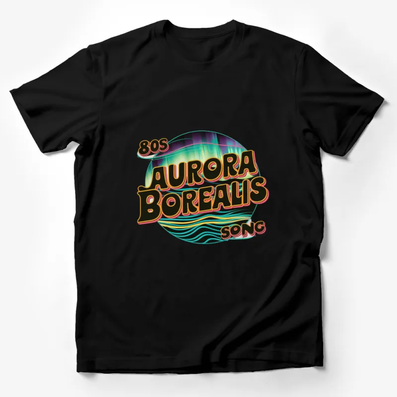 Vintage 80s Aurora Borealis Song T-Shirt, Retro Neon Graphic Tee, Unique Music Lover Gift, Colorful Casual Wear Male T-Shirt