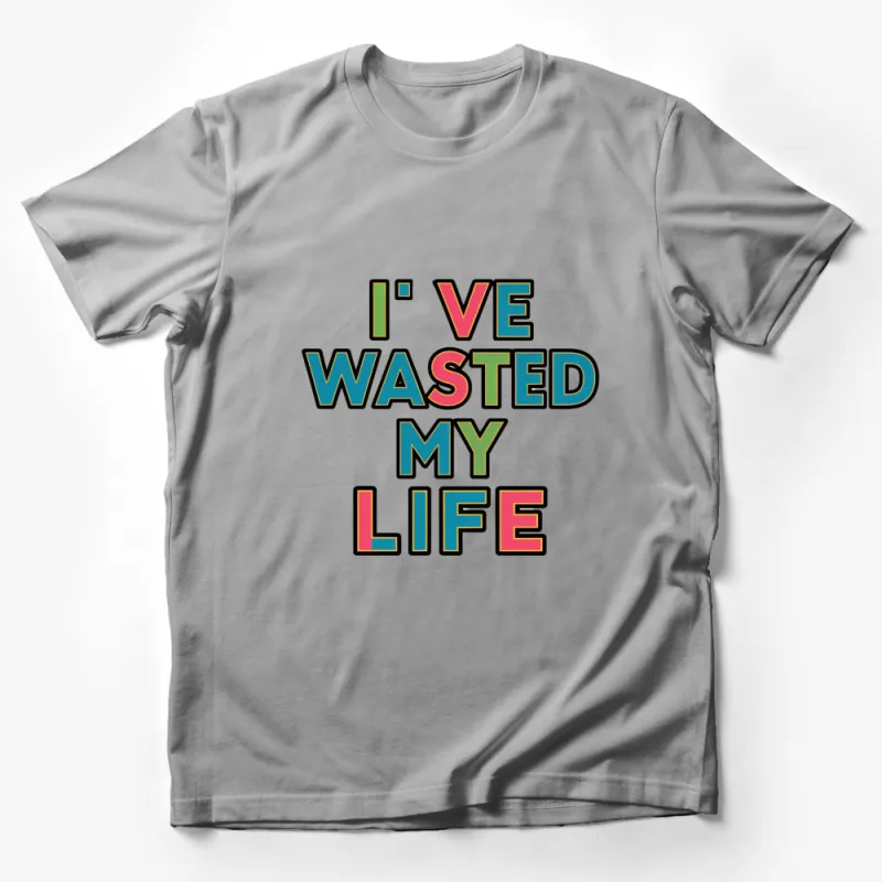 Retro Slogan T-Shirt I've Wasted My Life Vintage Style Graphic Tee Unisex Cotton Top Male T-Shirt