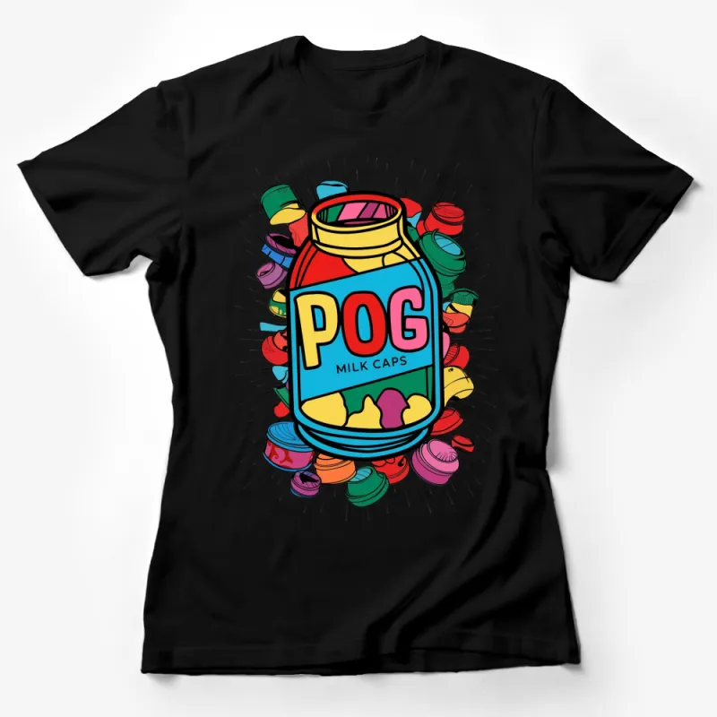 Vintage POG Milk Caps Graphic Tee, Colorful Retro 90s Nostalgia T-Shirt, Unisex Soft Cotton Shirt, Gift for Gamers and Collectors Female T-Shirt