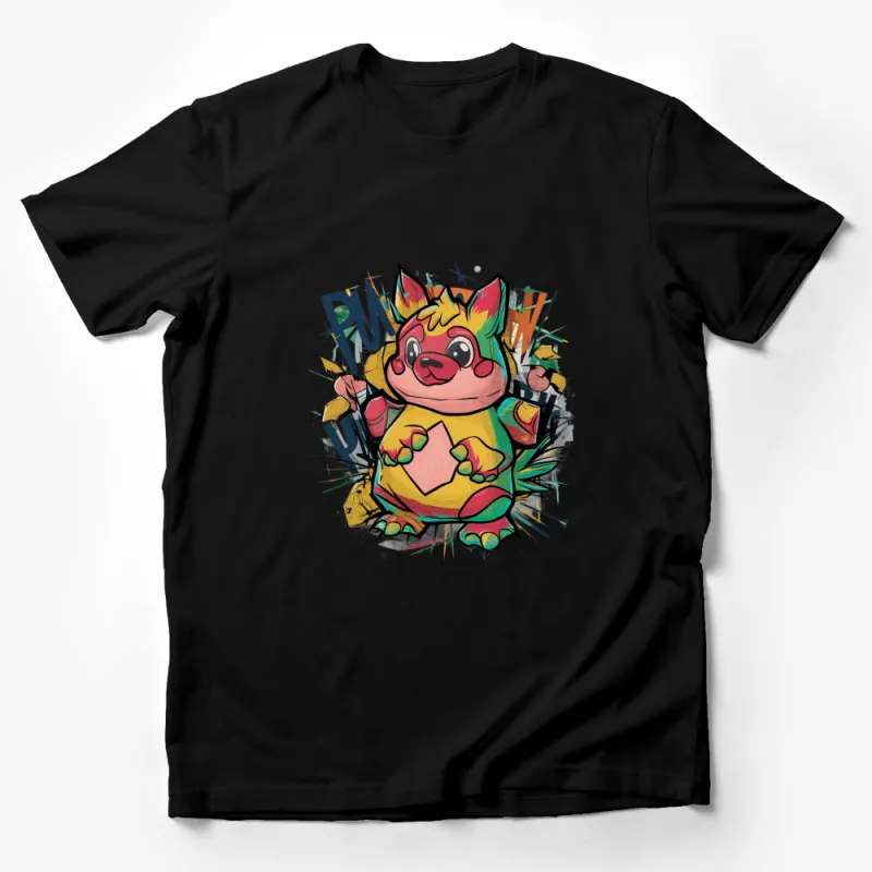 Colorful Cartoon Monster T-Shirt, Kids Graphic Tee, Cute Fantasy Creature Shirt, Playful Unique Design Top Male T-Shirt