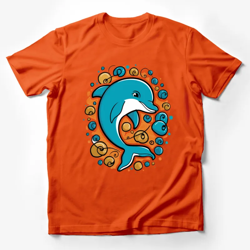 Dolphin Graphic T-Shirt, Ocean Life Colorful Art, Casual Unisex Fashion, Marine Animal Tee Male T-Shirt