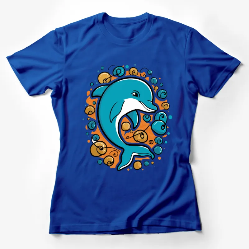 Dolphin Graphic T-Shirt, Ocean Life Colorful Art, Casual Unisex Fashion, Marine Animal Tee Female T-Shirt