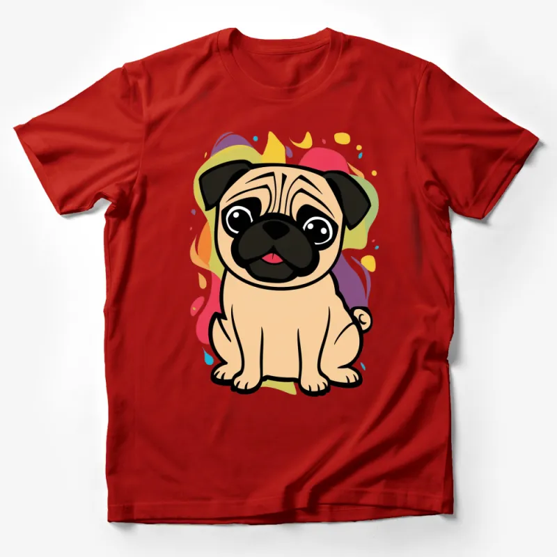 Cute Pug Puppy T-Shirt, Colorful Splash Art, Kids and Adults Unisex Tee, Perfect Gift for Dog Lovers Male T-Shirt