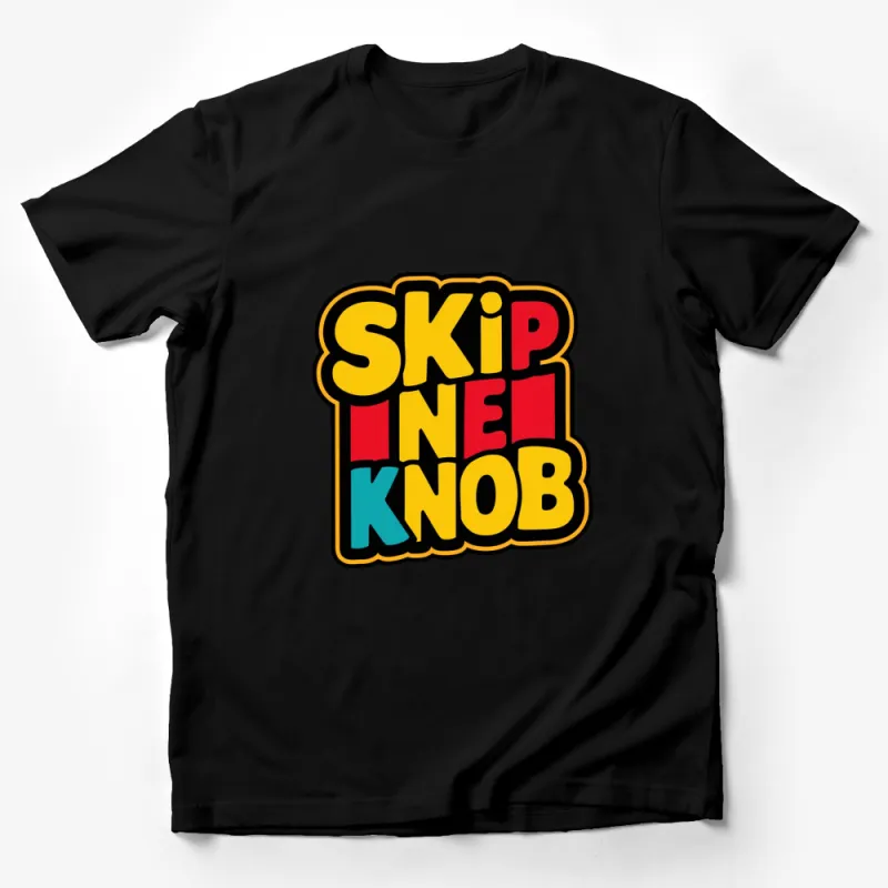 Skip One Knob Colorful T-Shirt, Bold Retro Style Graphic Tee, Unisex Fashion Top Male T-Shirt