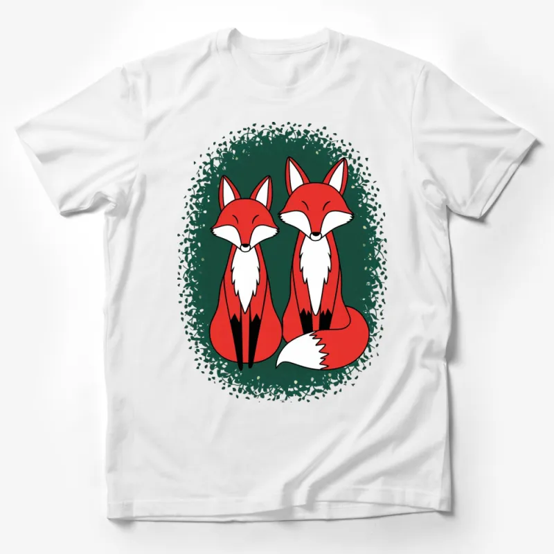 Dual Red Foxes Graphic T-Shirt, Nature Inspired Wild Animal Tee, Gift for Wildlife Lovers Male T-Shirt