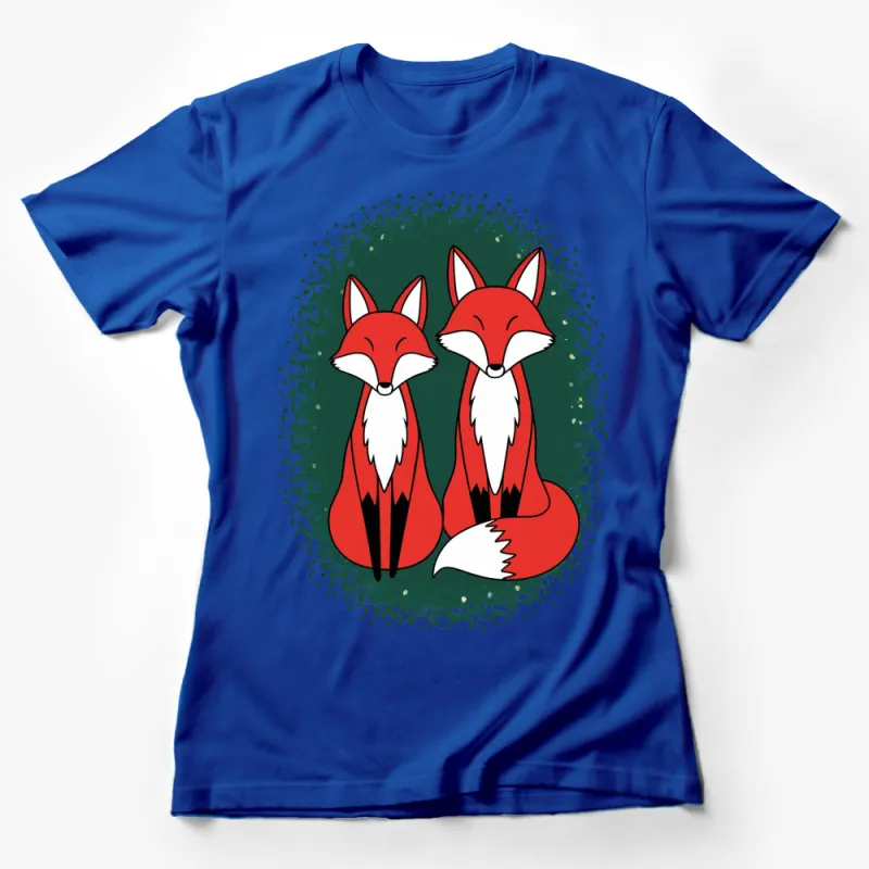 Dual Red Foxes Graphic T-Shirt, Nature Inspired Wild Animal Tee, Gift for Wildlife Lovers Female T-Shirt