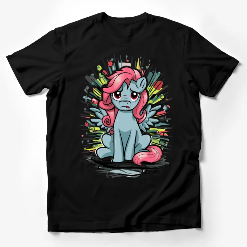 Cute Cartoon Pony T-Shirt, Colorful Magical Horse Tee, Kids and Adults Unisex Top, Trendy Gift Idea Male T-Shirt