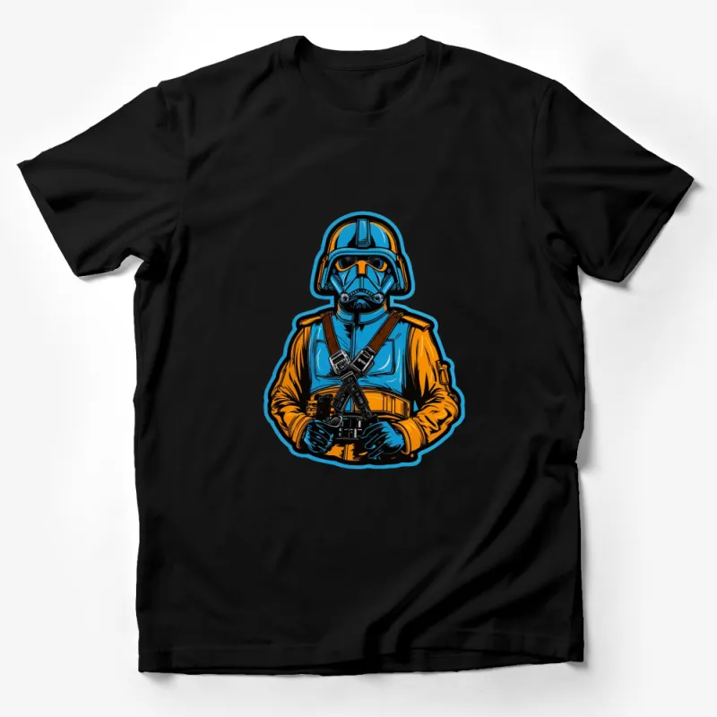 Retro Sci-Fi Trooper Graphic T-Shirt, Vintage Space Soldier Tee, Unique Pop Culture Apparel Male T-Shirt