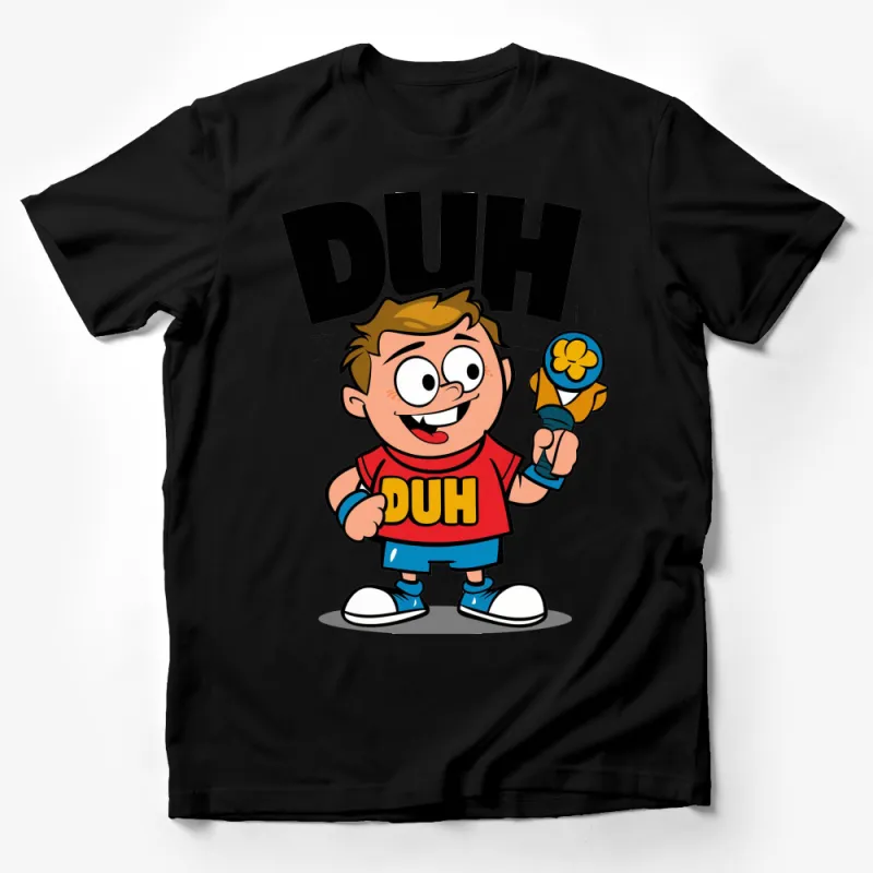 Funny Cartoon Winner Boy T-Shirt, Duh Phrase Comic Style, Casual Wear Kids and Adults Male T-Shirt