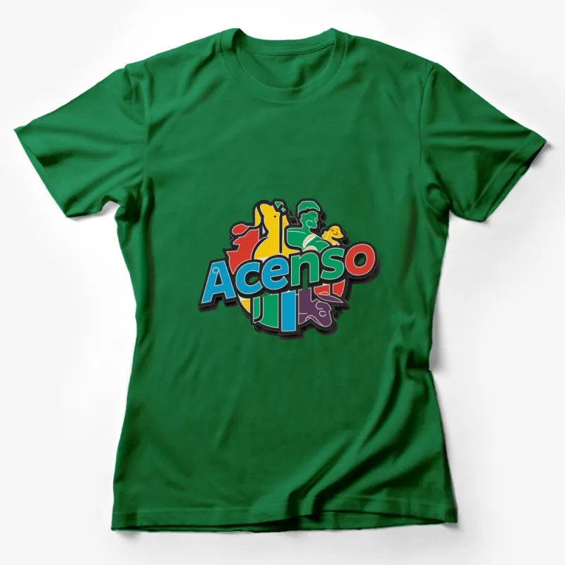 Acenso Pop Art Colorful Logo Graphic T-Shirt, Unisex Casual Streetwear Tee, Bold Fashion Statement Shirt Female T-Shirt