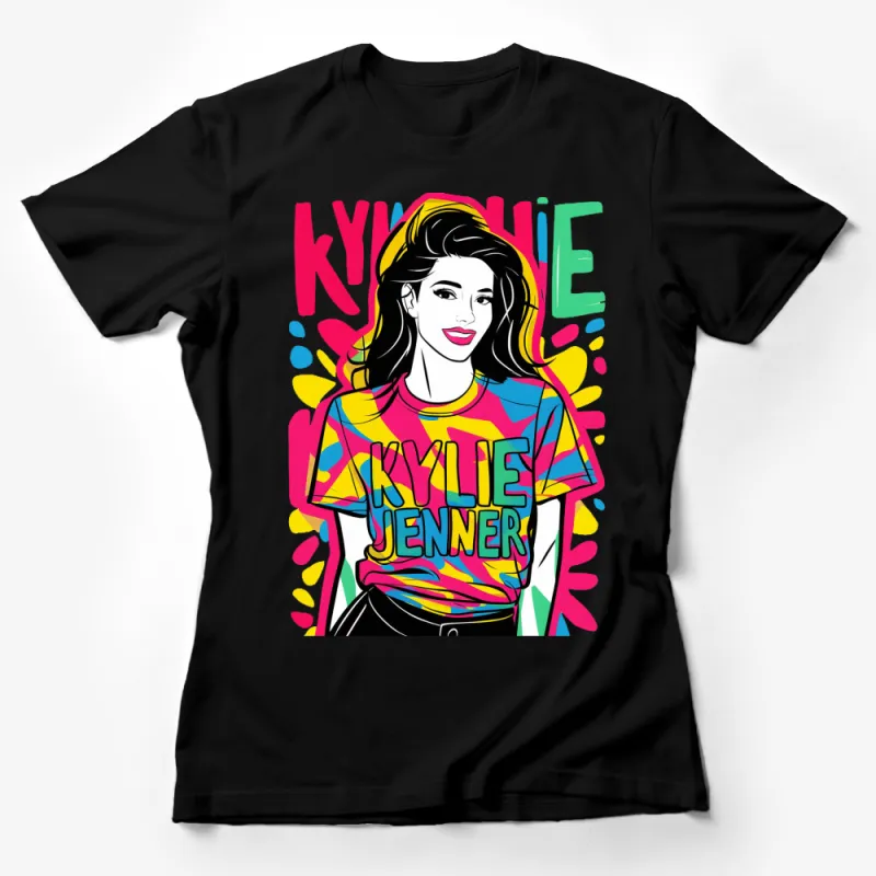 Kylie Jenner Inspired Pop Art Colorful T-Shirt, Retro Fashion Graphic Tee for Fans Female T-Shirt