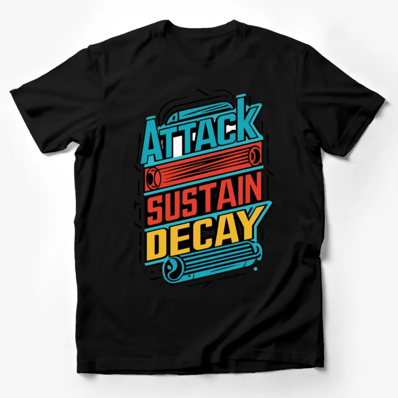 Attack Sustain Decay Music Synth T-Shirt, Retro Musician Gift, Colorful Tee Male T-Shirt