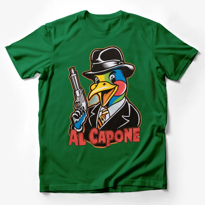 Al Capone Duck Cartoon T-Shirt, Colorful Mobster Duck Tee, Unique Novelty Gift, Unisex Sizes Male T-Shirt