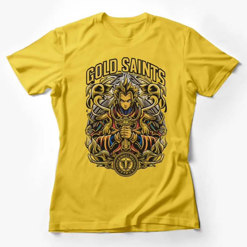 Gold Saints Graphic T-Shirt, Bold Anime Warrior Design, Vintage Style Tee, Unisex Shirt Female T-Shirt