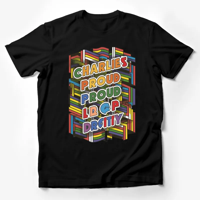 Colorful Book Stack Graphic T-Shirt, Charlie's Proud LBGP Drott, Unisex Modern Tee Design, Trendy Book Lover Top Male T-Shirt