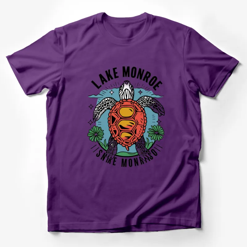 Lake Monroe Vintage Turtle Graphic T-Shirt, Unisex Retro Style Tee, Summer Casual Beach Top Male T-Shirt