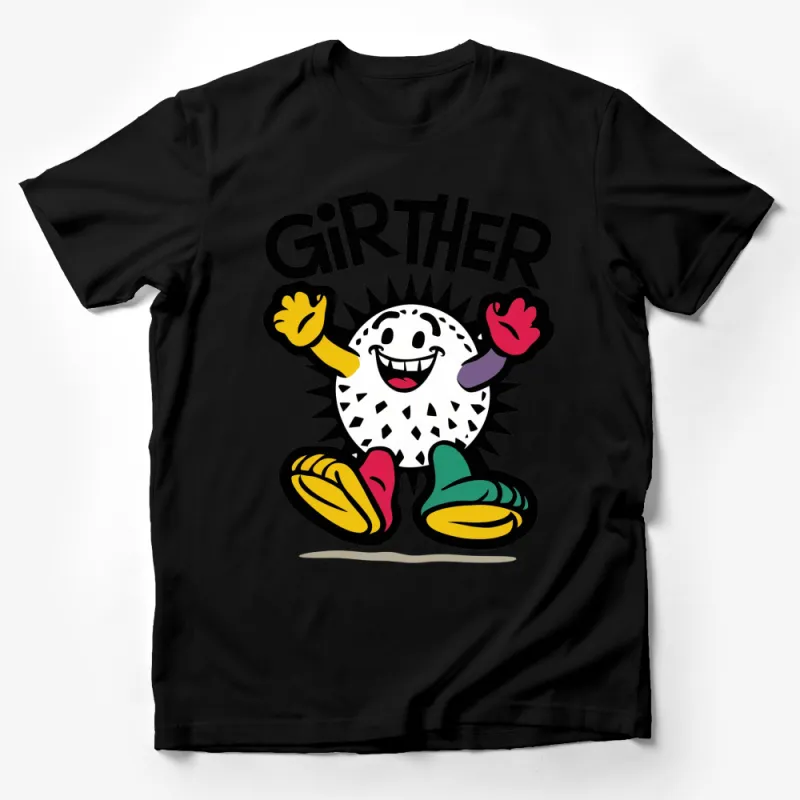 Colorful Girther Cartoon Graphic Tee, Fun Whimsical T-Shirt, Unique Pop Art Style, Unisex Gift Idea Male T-Shirt