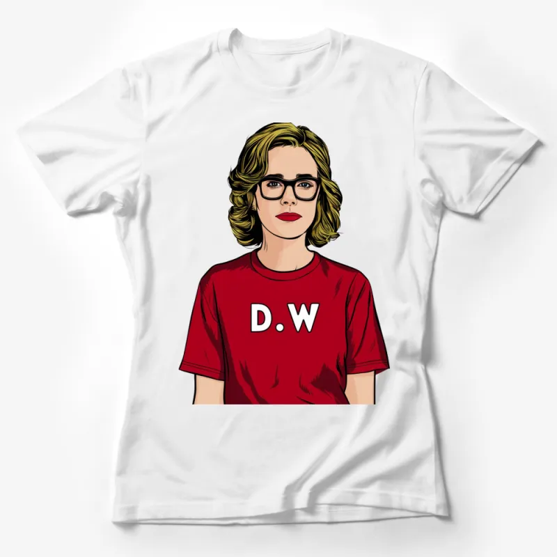 Stylish Red T-Shirt with D.W. Initials, Bold Graphic, Vintage-Inspired Design, Unisex Tee Female T-Shirt