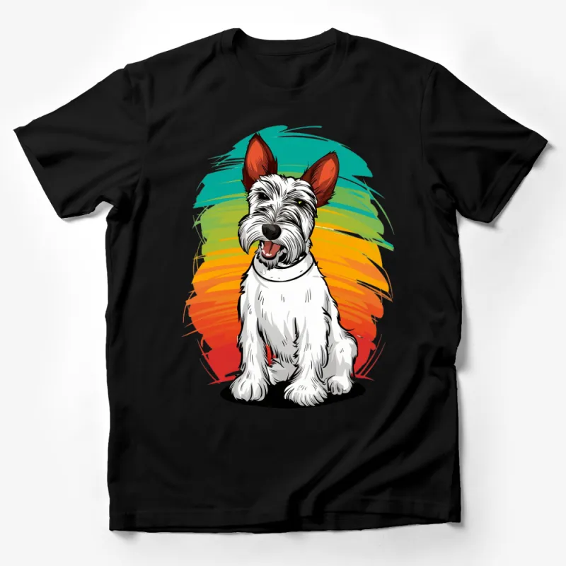 Colorful Westie Dog T-Shirt, Vibrant Artistic Dog Lover Tee, Cute West Highland White Terrier Gift Male T-Shirt