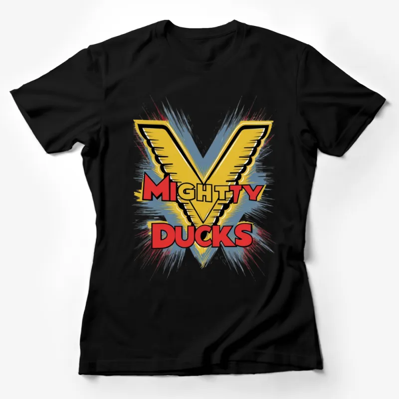 Mighty Ducks Vintage Style T-Shirt, Bold Graphic Tee, Unisex Yellow and Blue Shirt Female T-Shirt