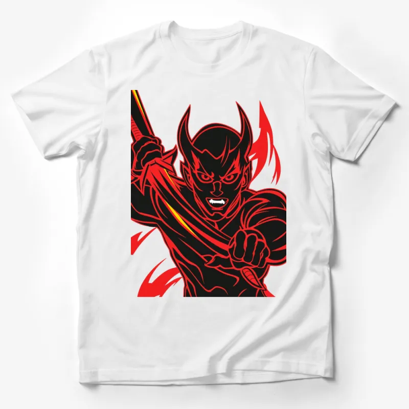 Men's Red and Black Samurai Warrior T-Shirt, Japanese Inspired Graphic Tee, Bold Ninja Shirt Design Male T-Shirt