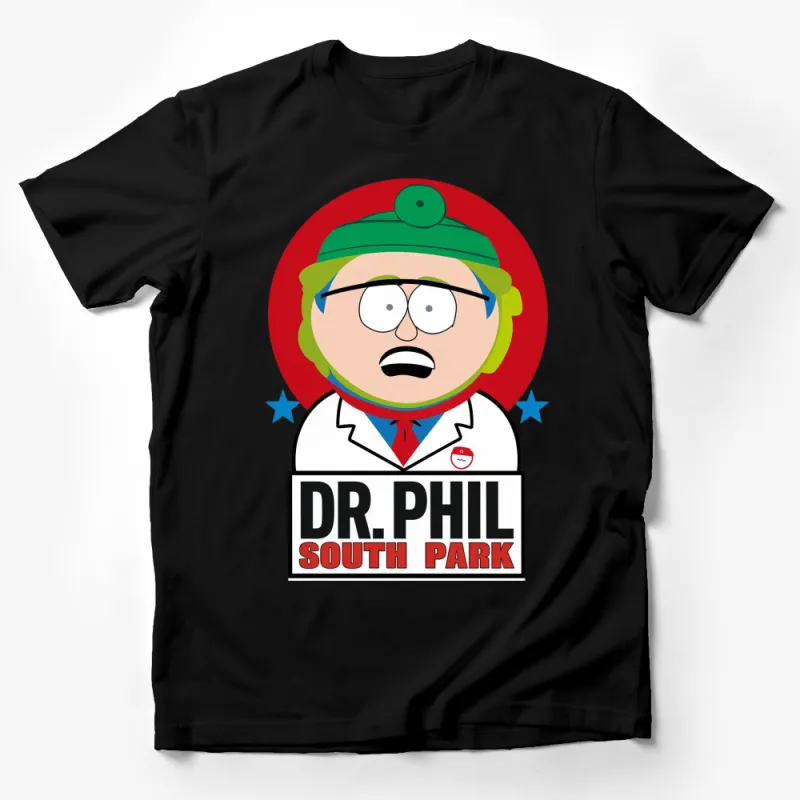 South Park Dr. Phil Inspired Graphic T-Shirt, Funny Cartoon Character Shirt, Red and White Male T-Shirt