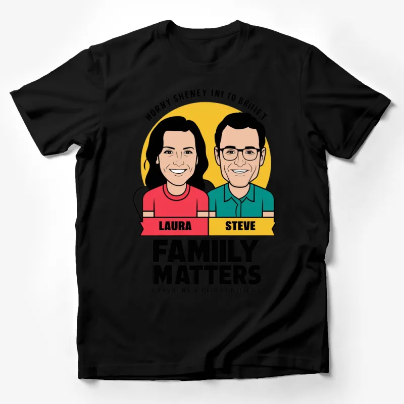 Personalized Family Cartoon T-Shirt, Custom Couple Portrait, Unique Gift for Couples, Family Matters Tee Male T-Shirt