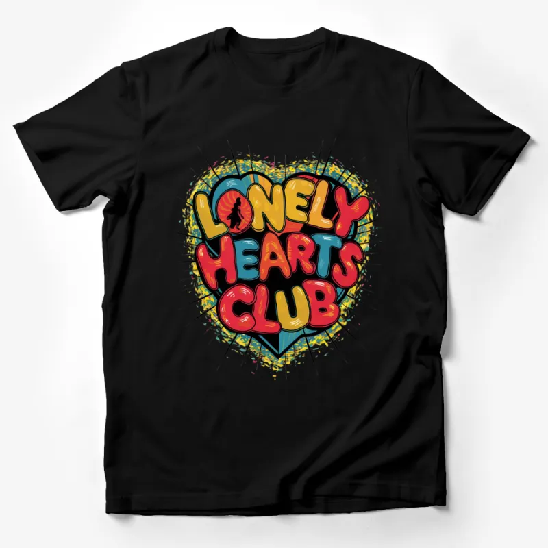 Lonely Hearts Club Graphic Tee, Retro Style Splash Color Design, Vintage Inspired T-Shirt Male T-Shirt