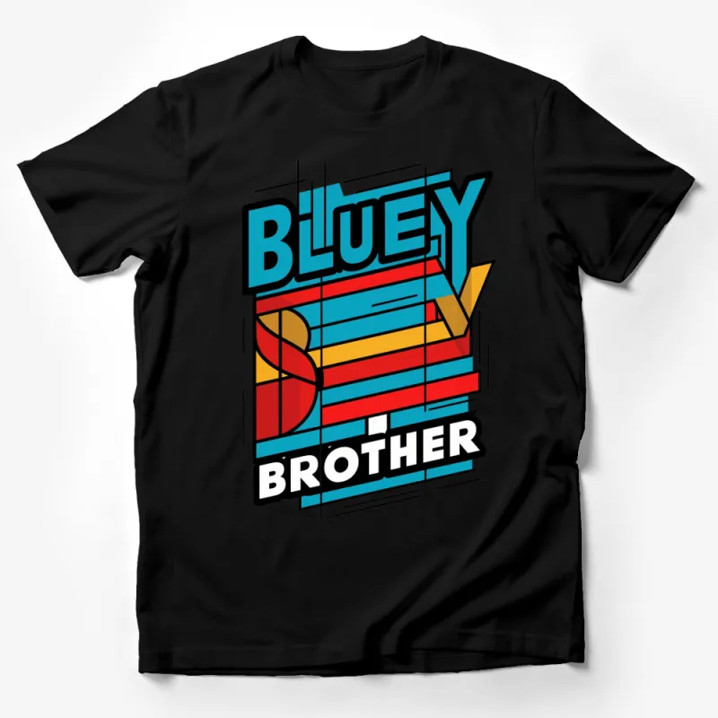 Bluey Brother Colorful Logo T-Shirt, Kids Cartoon Graphic Tee, Unisex Male T-Shirt