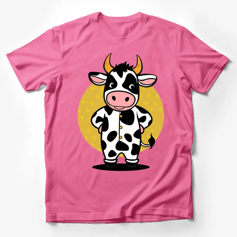 Cute Cartoon Cow T-Shirt, Funny Animal Graphic Tee, Unisex Kids and Adults Shirt Male T-Shirt