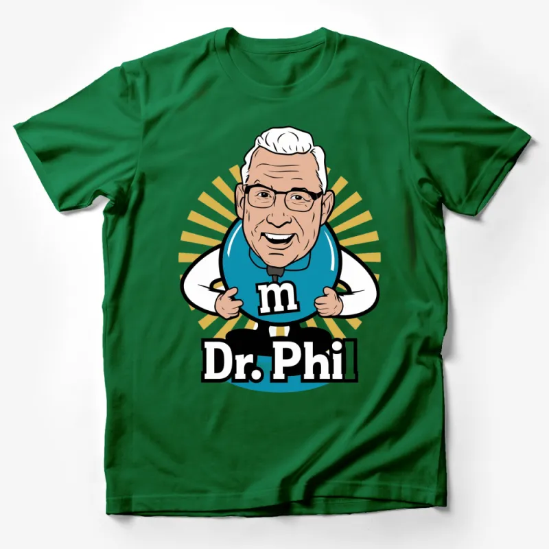 Dr. Phil MandM Parody Graphic T-Shirt, Funny Cartoon TV Show Inspired Casual Wear Male T-Shirt