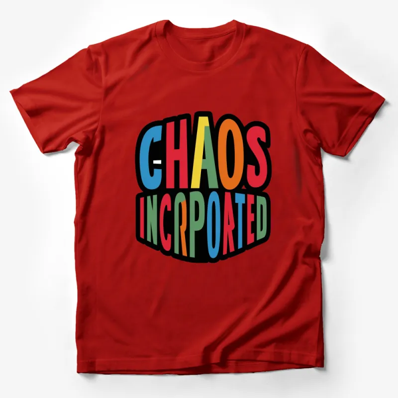 Chaos Incorporated Colorful Text Logo T-Shirt, Unisex Graphic Tee, Bold Statement Casual Wear Male T-Shirt