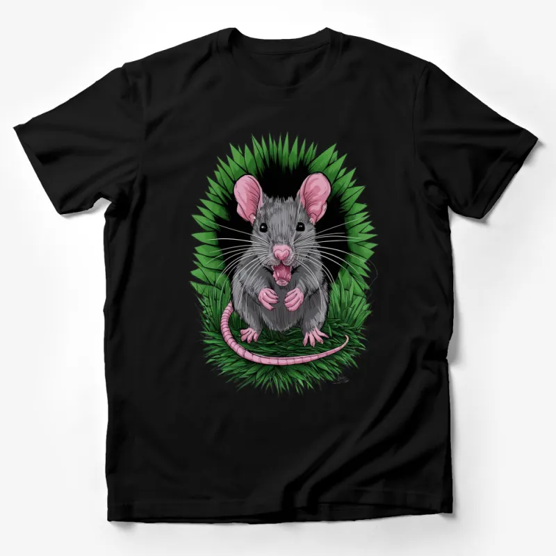 Cute Rat Graphic T-Shirt, Whimsical Rat in Grass Design, Unisex Casual Wear, Soft Cotton Tee, All Sizes Male T-Shirt