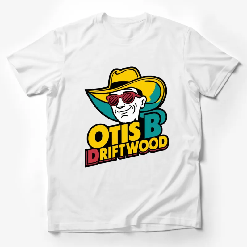 Otis B Driftwood Cartoon Cowboy T-Shirt, Funky Western Style Tee, Colorful Retro Graphic Top Male T-Shirt