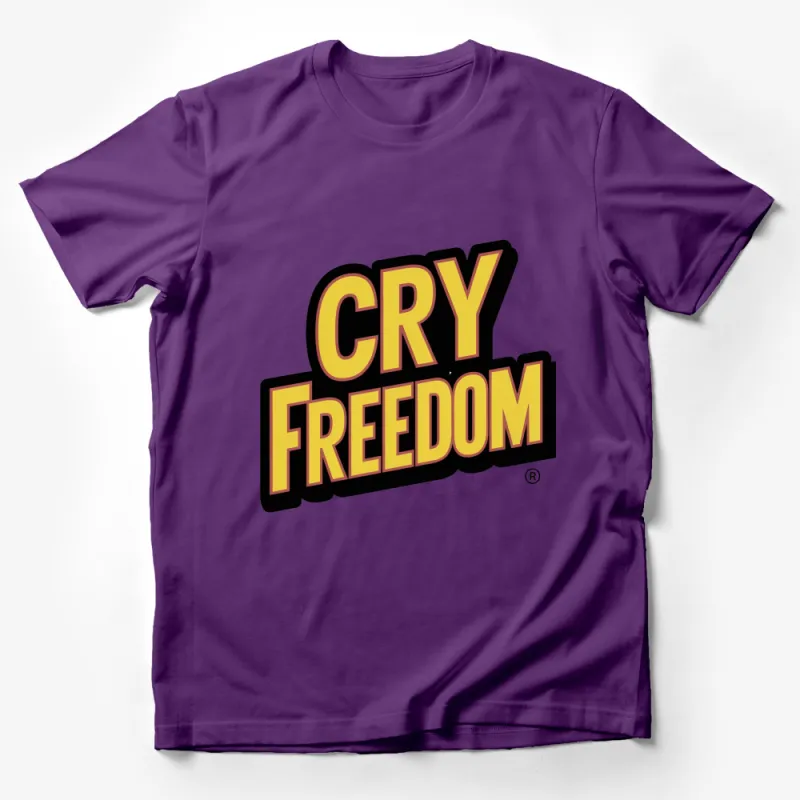 Cry Freedom Slogan Bold Yellow and Black Retro Style T-Shirt Male T-Shirt