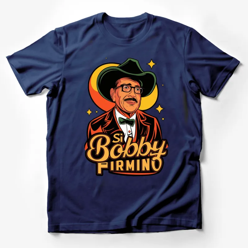 Retro Bobby Firmino Cartoon T-Shirt, Colorful Vintage Styled Graphic Tee, Unique Fan Art Male T-Shirt