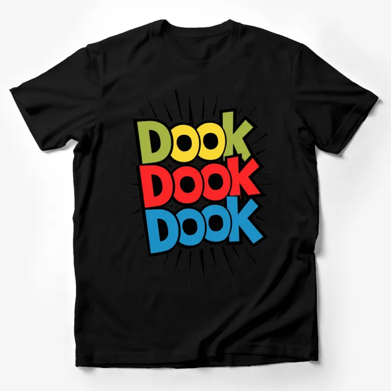 Colorful Dook Dook Dook Comic Pop Art T-Shirt, Bold Graphic Print Shirt Male T-Shirt