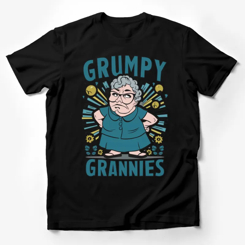 Grumpy Grannies Funny Graphic Tee, Humorous Grandma T-Shirt, Cartoon Grandmother Shirt Male T-Shirt