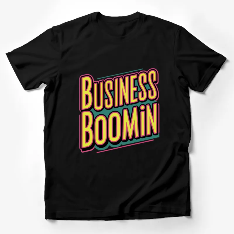 Retro Business Boomin Graphic Tee, Colorful Entrepreneur T-Shirt, Bold Statement Casual Wear Male T-Shirt