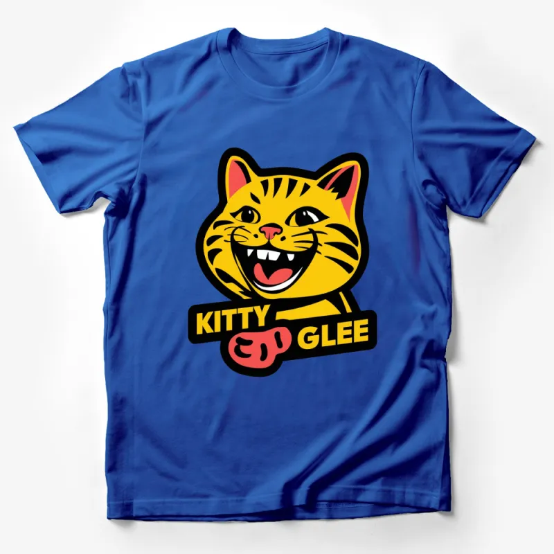 Kitty Glee Yellow Cartoon Cat T-Shirt, Cute Smiling Cat Graphic Tee, Unisex Cat Lover Gift, Fun Animal Shirt Male T-Shirt