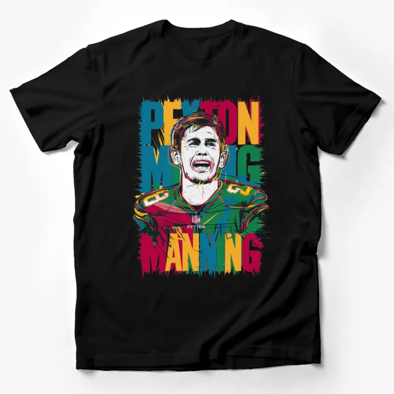 Colorful Quarterback Illustration T-Shirt, Vibrant Graphic Sports Tee, Unisex Football Fan Apparel Male T-Shirt