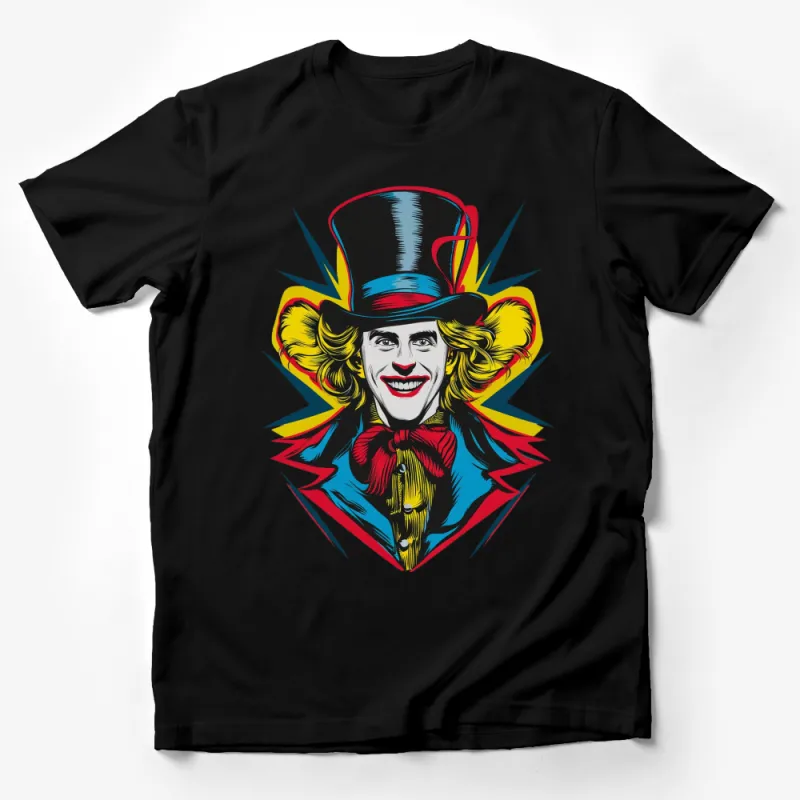 Colorful Mad Hatter T-Shirt, Vintage Alice in Wonderland Inspired, Unisex Graphic Tee, Vibrant Character Print Shirt Male T-Shirt