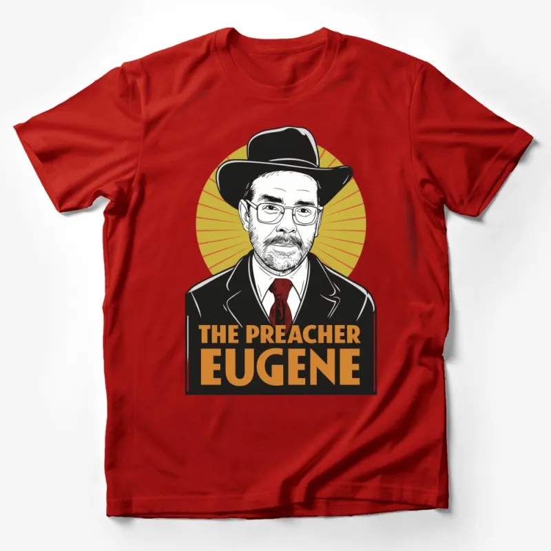 Vintage Style Preacher Eugene Graphic T-Shirt, Retro Inspired Religious Tee, Unique Illustration Art, Men's Fashion Male T-Shirt