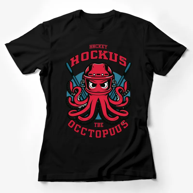 Hockey Octopus T-Shirt, Vintage Sports Tee, Unisex Red and Blue Graphic Shirt Female T-Shirt