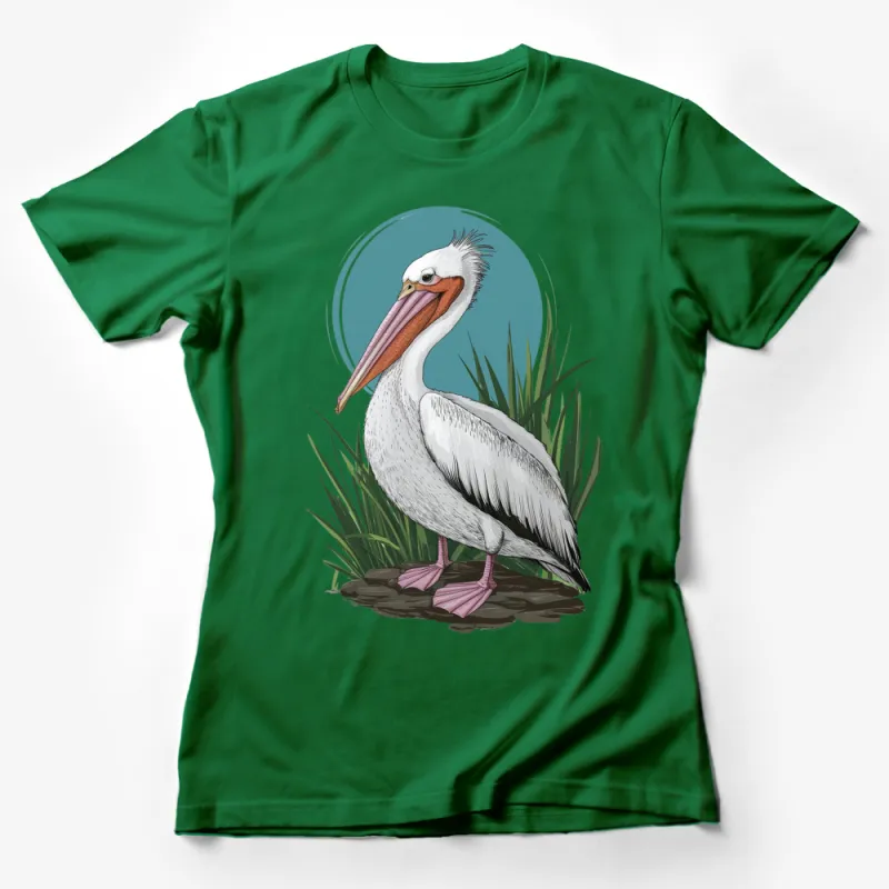 White Pelican Graphic T-Shirt, Nature Inspired Bird Illustration Tee, Unisex Casual Wildlife Shirt Female T-Shirt