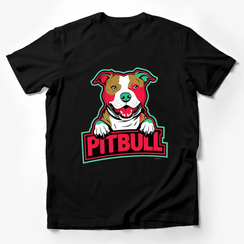 Colorful Pitbull Dog Graphic T-Shirt, Cute Pet Lover Gift Idea, Unisex Casual Tee Male T-Shirt