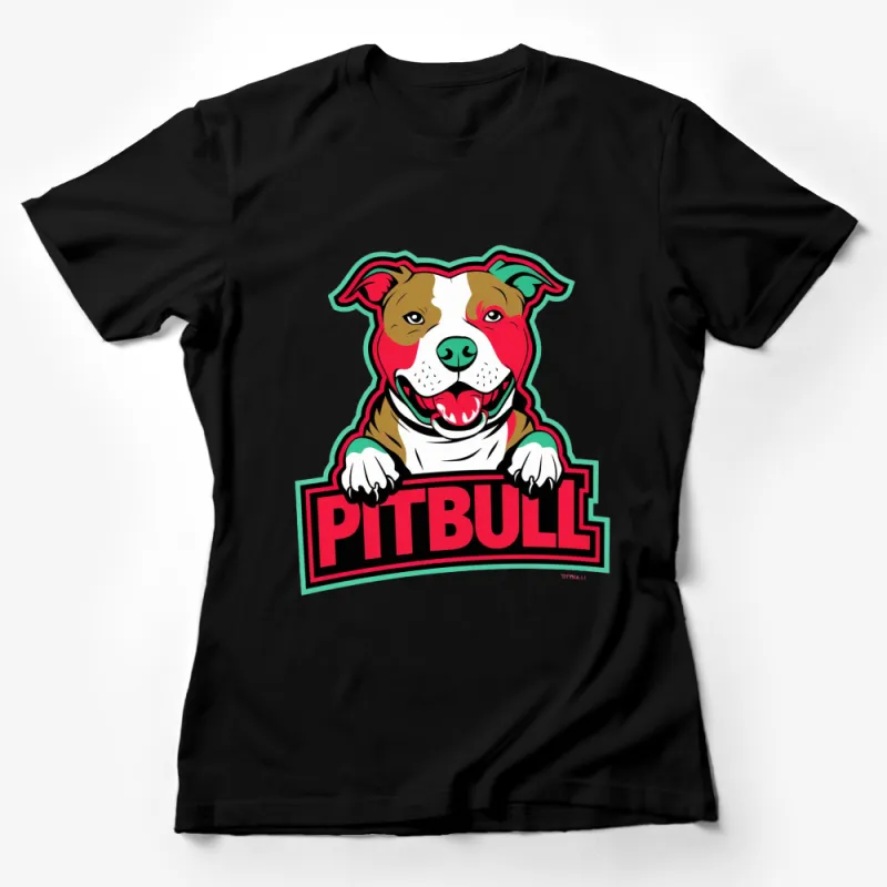 Colorful Pitbull Dog Graphic T-Shirt, Cute Pet Lover Gift Idea, Unisex Casual Tee Female T-Shirt