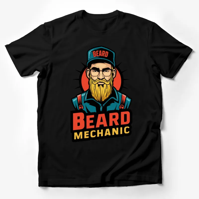 Beard Mechanic Graphic T-Shirt, Cool Hipster Design Tee, Men's Casual Wear, Fun Gift Idea Male T-Shirt