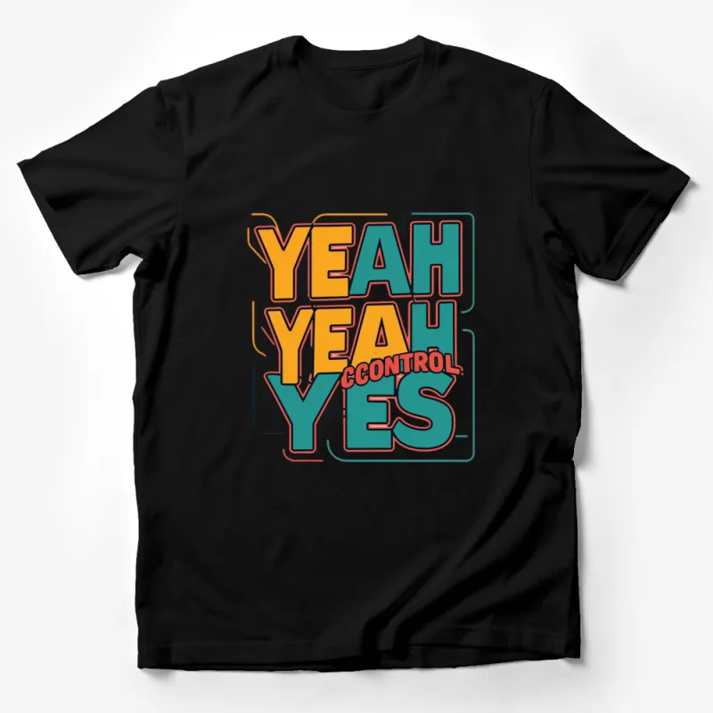 Retro Yeah Yeah Yes Control Graphic Tee, Colorful Vintage Inspired T-Shirt, Unisex Casual Wear Male T-Shirt